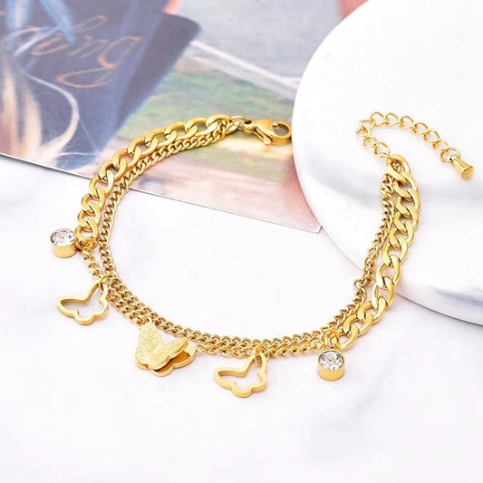 Fiorella | 18ct Gold Plated Bracelet | Open Wings Strength